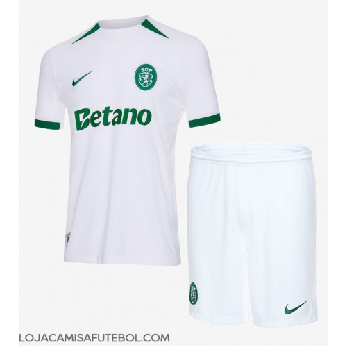 Camisa de Futebol Sporting CP Equipamento Secundário Infantil 2024-25 Manga Curta (+ Calças curtas)